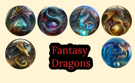 3 inch Round Fantasy Dragons Cardstock Only for freshies: Silicone Mold, for Aroma Bead Molds, Car Freshener, Premium Cardstock Images