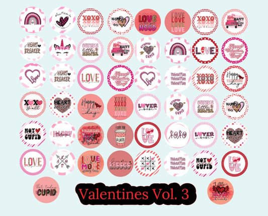 3 inch Round Valentines Day Vol. 3 Cardstock Only for freshies: Silicone Mold, for Aroma Bead Molds, Car Freshener, Premium Cardstock Images