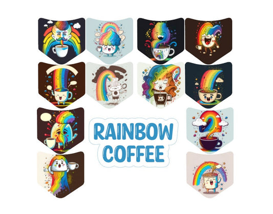 Jean Pocket: Rainbow Coffee Image Inserts for Silicone Mold, Aroma Bead Molds, Car Freshener Mold