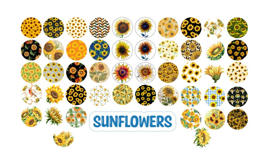 3 inch Round Sunflowers Vol. 1 Cardstock Only for freshies -NO MOLD: f ...