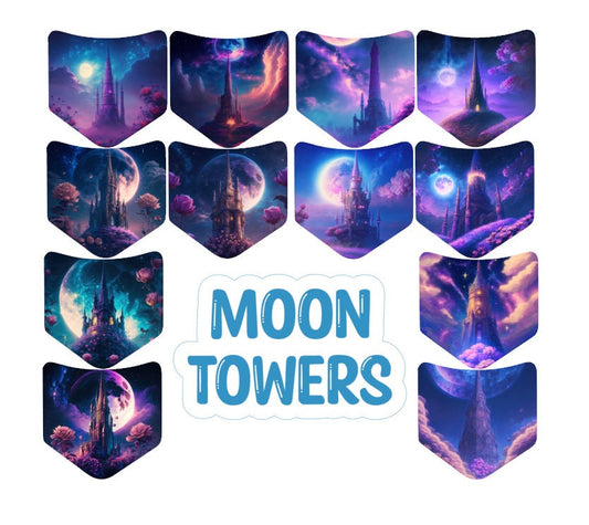 Jean Pocket: Moon Towers Image Inserts for Silicone Mold, Aroma Bead Molds, Car Freshener Mold