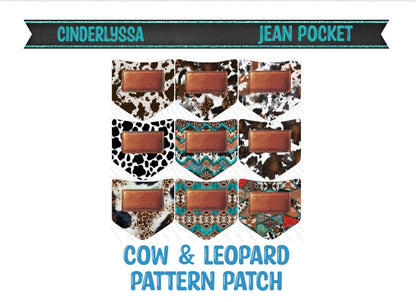 Jean Pocket: Cow and Leopard Patterned Patch Image Inserts for Silicone Mold, Aroma Bead Molds, Car Freshener Mold