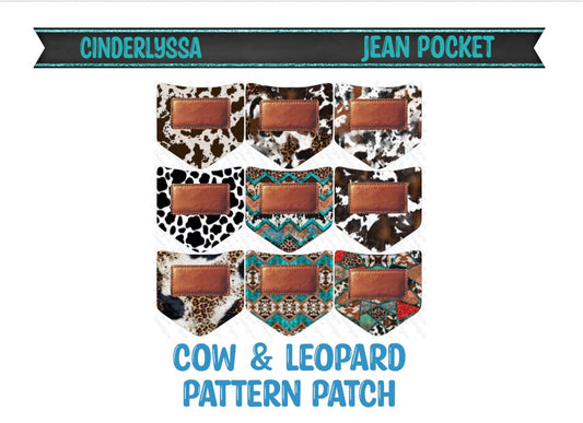 Jean Pocket: Cow and Leopard Patterned Patch Image Inserts for Silicone Mold, Aroma Bead Molds, Car Freshener Mold