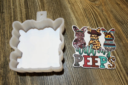 With my Peeps: Easter Western Marshmallow Bunnies Silicone Mold, Aroma Bead Molds, Car Freshener Mold, Premium Cardstock Images