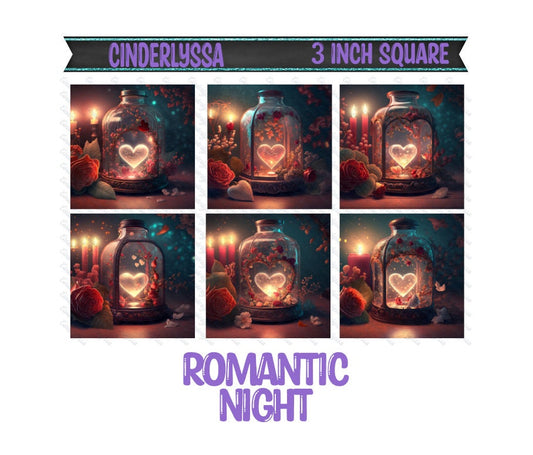 3 inch Square: Romantic Night Lantern Theme Cardstock/Picture With Beveled Edge Silicone Mold, Aroma Bead Molds, Car Freshener Mold