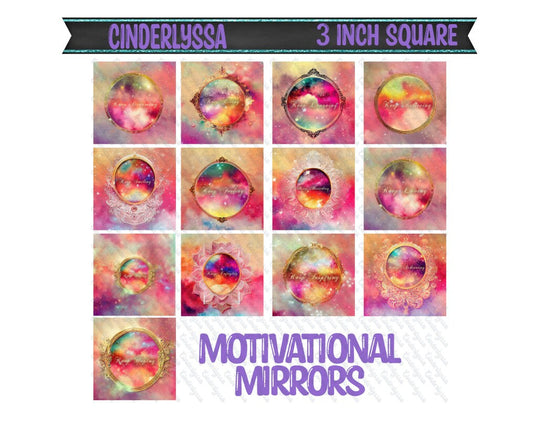 3 inch Square: Motivational Mirrors Theme Cardstock/Picture With Beveled Edge Silicone Mold, Aroma Bead Molds, Car Freshener Mold