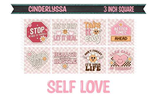 3 inch Square: Self Love Theme Cardstock/Picture With Beveled Edge Silicone Mold, Aroma Bead Molds, Car Freshener Mold