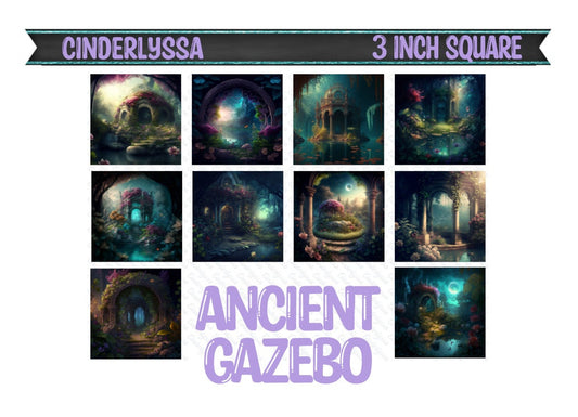 3 inch Square: Ancient Gazebo Theme Cardstock/Picture With Beveled Edge Silicone Mold, Aroma Bead Molds, Car Freshener Mold