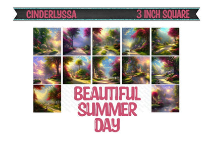 3 inch Square: Beautiful Summer Day Theme Cardstock/Picture With Beveled Edge Silicone Mold, Aroma Bead Molds, Car Freshener Mold