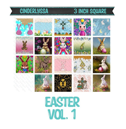 3 inch Square: Easter Vol. 1 Theme Cardstock/Picture With Beveled Edge Silicone Mold, Aroma Bead Molds, Car Freshener Mold