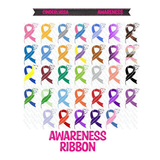 Awareness Ribbons Multiple Designs for Silicone Mold, Aroma Bead Molds, Car Freshener Mold, Premium Cardstock Images