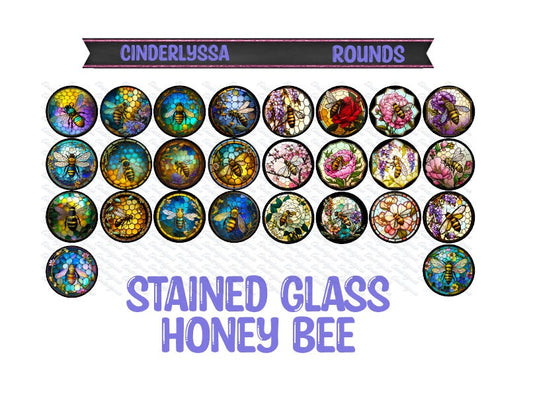 3 inch Round Honey Bee Stained Glass Cardstock Only for freshies -NO MOLD: for Aroma Bead Molds, Car Freshener, Premium Cardstock Images