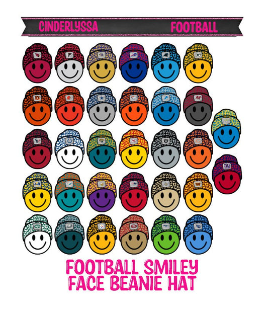 Football Smiley Face Beanie hat: Sports Teams Silicone Mold, Aroma Bead Molds, Car Freshener Mold