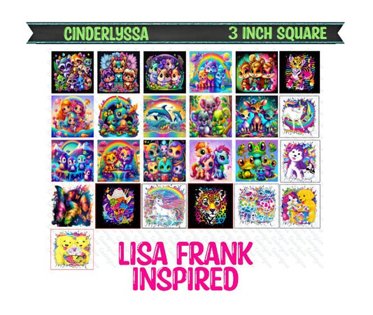 3 inch Square: Lisa Frank Inspired Theme Cardstock/Picture With Beveled Edge Silicone Mold, Aroma Bead Molds, Car Freshener Mold