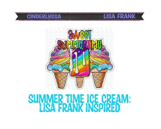 Sweet Summer Time Ice Cream - Lisa Frank Inspired Silicone Mold, Car Freshener Mold, Premium Cardstock Images