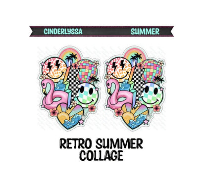 Retro Summer Collage: Disco Ball, Smiley Face, Lightning Bolt, Floaty Silicone Mold, Aroma Bead Molds, Car Freshener Mold, Premium Cardstock