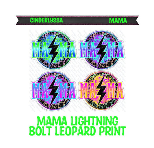 Mama Lightning Bolt with Leopard Print Round Multicolor Silicone Mold, Aroma Bead Molds, Car Freshener Mold,Premium Cardstock Images