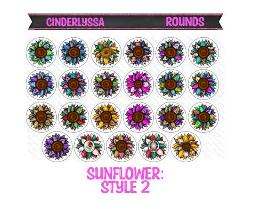 3 inch Round Sunflower: Style 2 Mix Cardstock Only for freshies -NO MOLD for Aroma Bead Molds, Car Freshener, Premium Cardstock Images