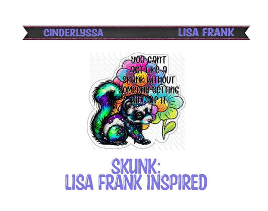 Skunk: Lisa Frank Inspired -Can't act like a skunk without someone catching wind Silicone Mold, Car Freshener Mold, Premium Cardstock Images