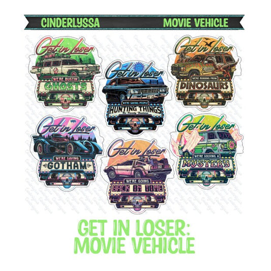 Get in Loser: Movie Vehicles Silicone Mold, Aroma Bead Molds, Car Freshener Mold, Premium Cardstock Images