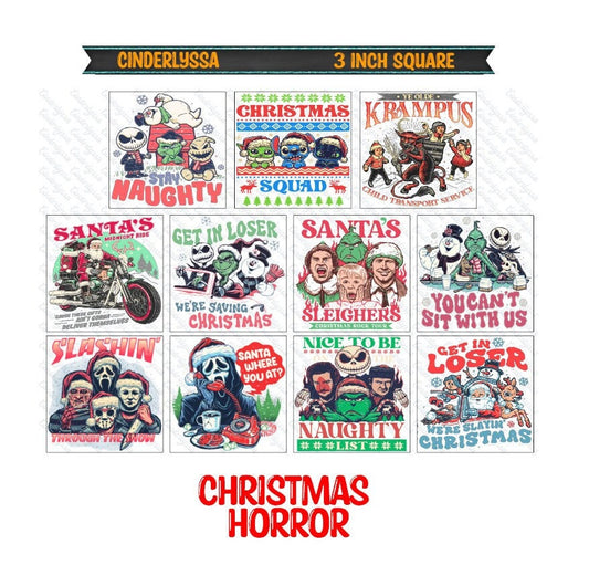 3 inch Square: Christmas Horror Theme Cardstock/Picture With Beveled Edge Silicone Mold, Aroma Bead Molds, Car Freshener Mold