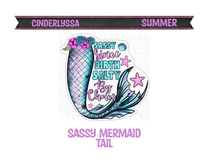 Sassy Mermaid Tail: Sassy Since Birth & Salty by Choice Silicone Mold, Aroma Bead Molds, Car Freshener Mold, Premium Cardstock