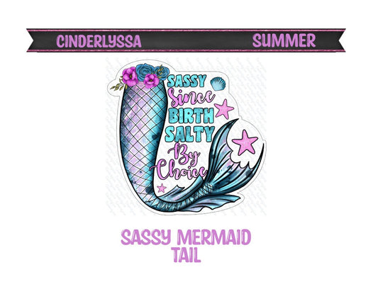 Sassy Mermaid Tail: Sassy Since Birth & Salty by Choice Silicone Mold, Aroma Bead Molds, Car Freshener Mold, Premium Cardstock