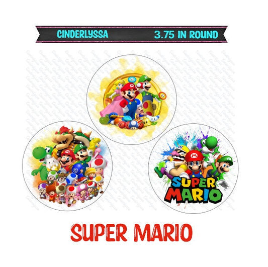 3.75 inch Round: Super Mario Mix for Silicone Mold, for Aroma Bead Molds, Car Freshener, Premium Cardstock Images