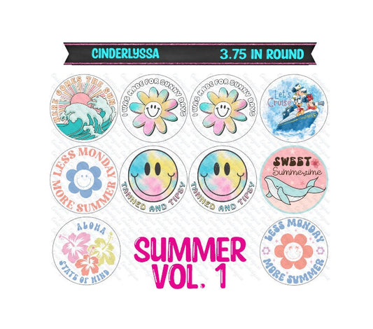 3.75 inch Round: Summer Vol. 1 Mix for Silicone Mold, for Aroma Bead Molds, Car Freshener, Premium Cardstock Images