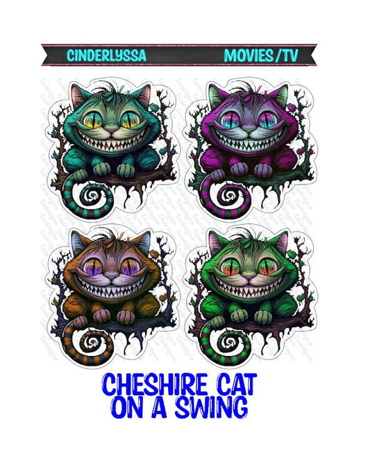 Cheshire Cat on a Swing Silicone Mold, Aroma Bead Molds, Car Freshener Mold, Premium Cardstock Images