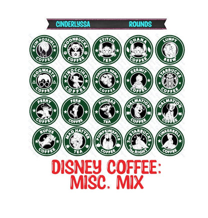 3 inch Round Disney Coffee Mix Cardstock Only for freshies: Silicone Mold, for Aroma Bead Molds, Car Freshener, Premium Cardstock Images