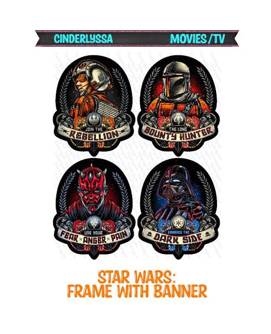 Star Wars: Frame with Banner Silicone Mold, Aroma Bead Molds, Car Freshener Mold, Premium Cardstock Images