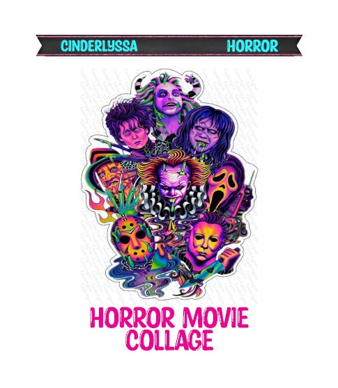 Horror Movie Collage: Scary Movie Characters Silicone Mold, Aroma Bead Molds, Car Freshener Mold, Premium Cardstock Images