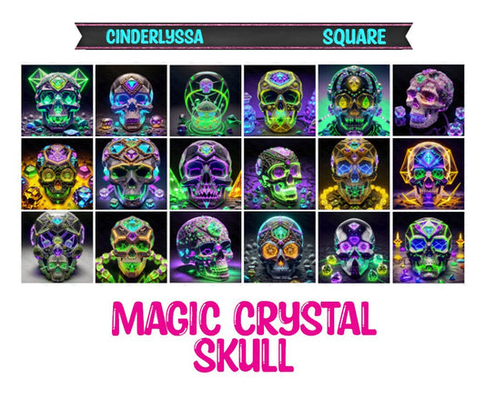 3 inch Square: Magic Crystal Skull Theme Cardstock/Picture With Beveled Edge Silicone Mold, Aroma Bead Molds, Car Freshener Mold