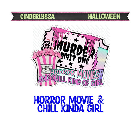 Horror Movie & Chill Kinda Girl: Movie ticket with popcorn Silicone Mold, Aroma Bead Molds, Car Freshener Mold, Premium Cardstock Images