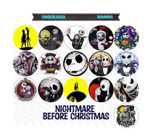 2.5 inch Round: Nightmare Before Christmas Mix - Cardstock Only for freshies/Silicone Mold, Car Freshener, Premium Cardstock Images-NO MOLD