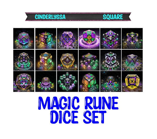 3 inch Square: Magic Rune Dice Set Theme Cardstock/Picture With Beveled Edge Silicone Mold, Aroma Bead Molds, Car Freshener Mold