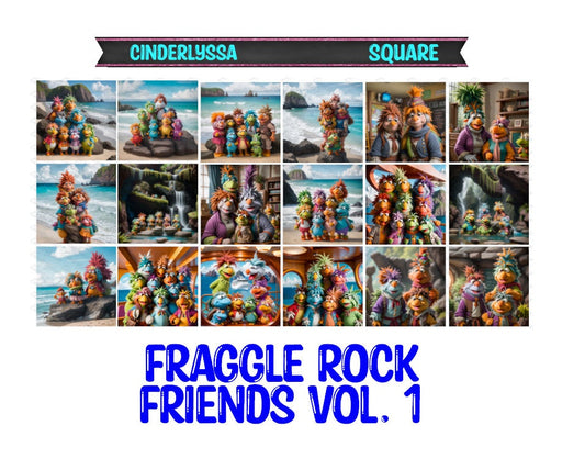 3 inch Square: Fraggle Rock Friends Vol. 1 Theme Cardstock/Picture With Beveled Edge Silicone Mold, Aroma Bead Molds, Car Freshener Mold
