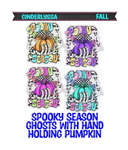 Spooky Season Ghosts with skeleton hand holding Pumpkin Silicone Mold, Aroma Bead Molds, Car Freshener Mold, Premium Cardstock Images