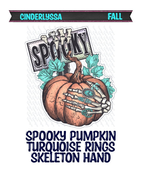 Spooky Pumpkin with turquoise rings on skeleton hand Halloween Silicone Mold, Aroma Bead Molds, Car Freshener Mold, Premium Cardstock Images