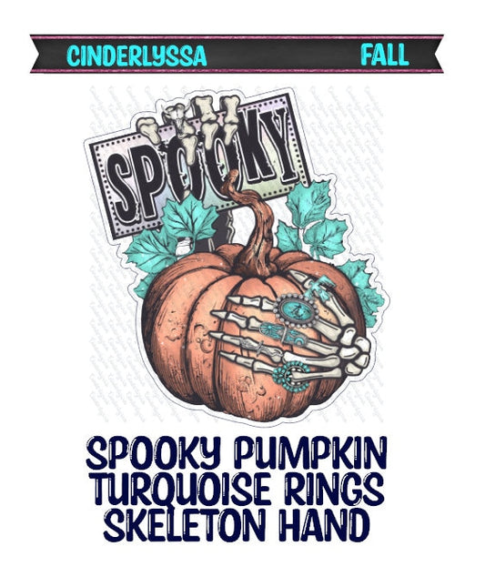 Spooky Pumpkin with turquoise rings on skeleton hand Halloween Silicone Mold, Aroma Bead Molds, Car Freshener Mold, Premium Cardstock Images