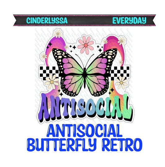 Antisocial Butterfly Retro with Rainbow and Daisies Silicone Mold, Aroma Bead Molds, Car Freshener Mold, Premium Thick Cardstock