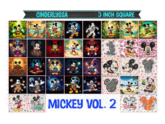 3 inch Square: Mickey Vol. 2 - Inspired Theme Cardstock/Picture With Beveled Edge Silicone Mold, Aroma Bead Molds, Car Freshener Mold