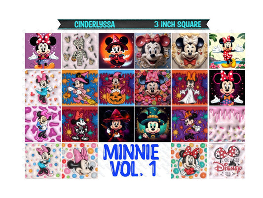 3 inch Square: Minnie Vol. 1 - Inspired Theme Cardstock/Picture With Beveled Edge Silicone Mold, Aroma Bead Molds, Car Freshener Mold
