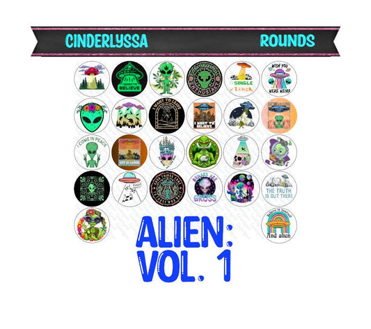 3 inch Round: Alien Vol. 1 & 2 Cardstock Only for freshies -NO MOLD for Aroma Bead Molds, Car Freshener, Premium Cardstock Images