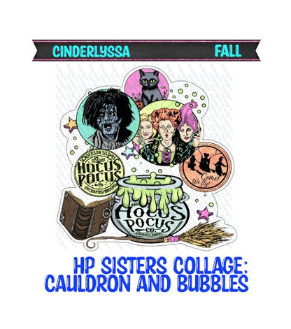HP Sisters Collage: Cauldron & Bubbles - Movie Inspired Silicone Mold, Aroma Bead Molds, Car Freshener Mold, Premium Cardstock Images