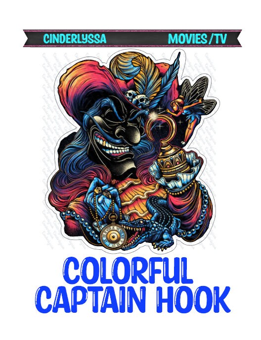 Colorful Captain Hook: Pan Movie inspired - Watch, Crocodile & Lost Boys Silicone Mold, Aroma Bead Molds, Car Freshener Mold