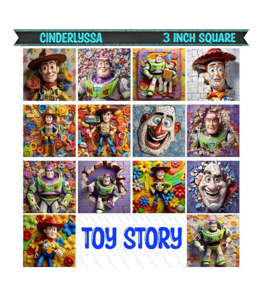 3 inch Square: Toy Story Inspired Theme Cardstock/Picture With Beveled Edge Silicone Mold, Aroma Bead Molds, Car Freshener Mold