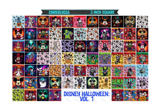 3 inch Square: Disney Halloween-Vol. 1 Inspired Theme Cardstock/Picture With Beveled Edge Silicone Mold, Aroma Bead Molds,Car Freshener Mold