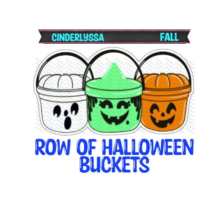Row of Halloween Buckets: Ghost, Witch & Pumpkin - Happy Meals Silicone Mold, Aroma Bead Molds, Car Freshener Mold, Premium Cardstock Images